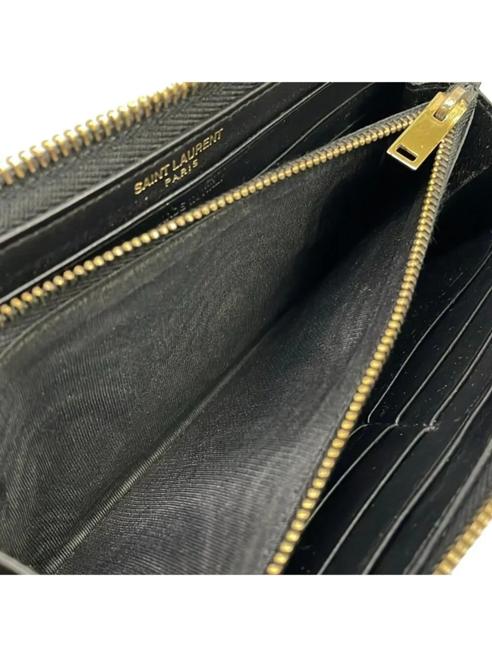 Saint Laurent Paris Wallet Black Zip Around Leather - Picture 4 of 13
